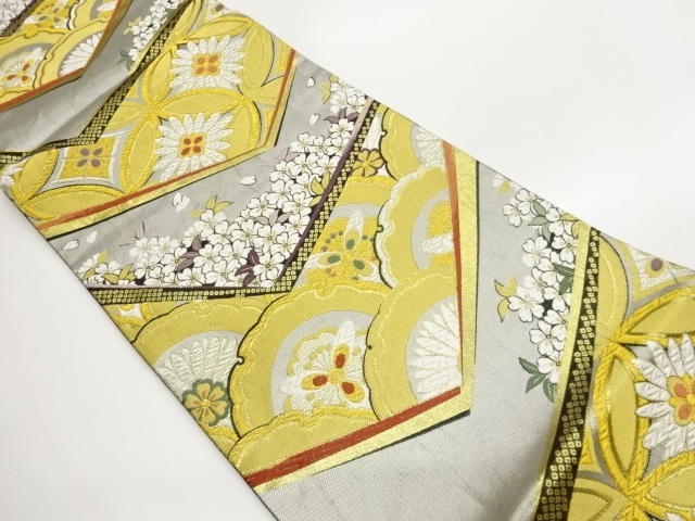 JAPANESE KIMONO / FUKURO OBI / WOVEN SNOWFLAKE / SHIPPO / CHERRY BLOSS